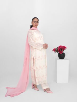 Butter Veil 3 Piece Embroidered Suit