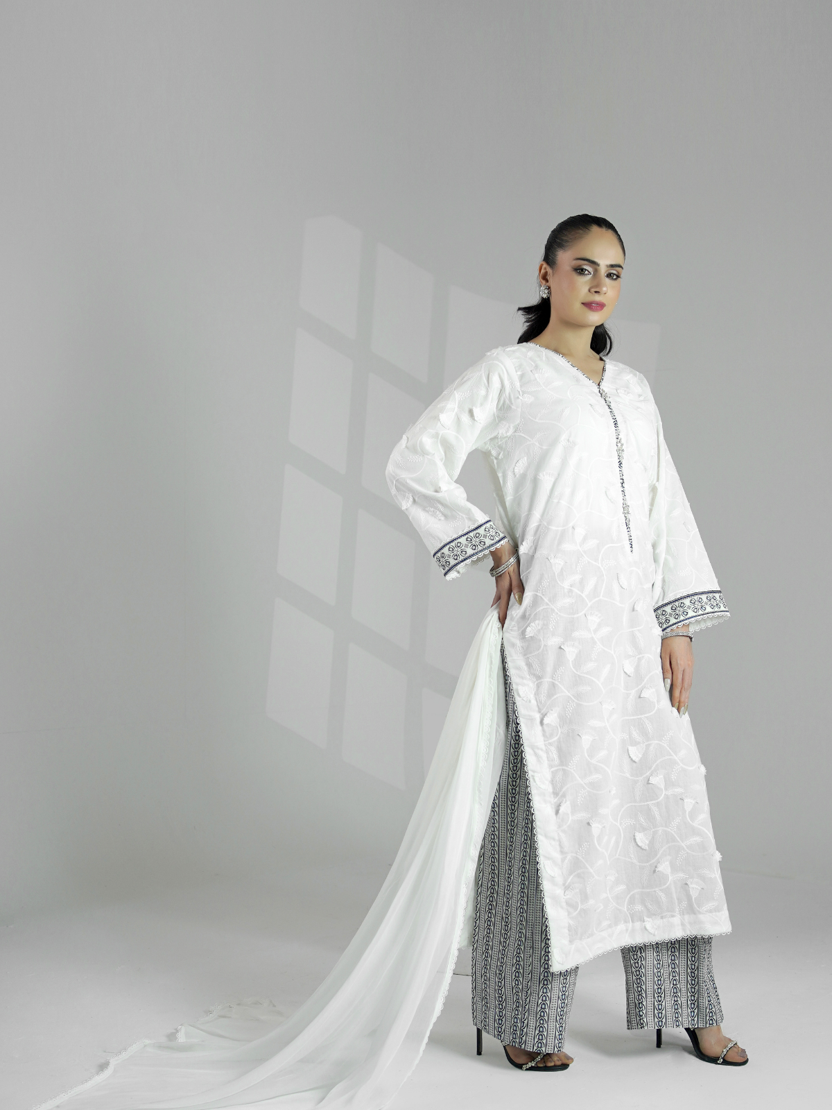 Ivory Grace 3 Piece Embroidered Suit